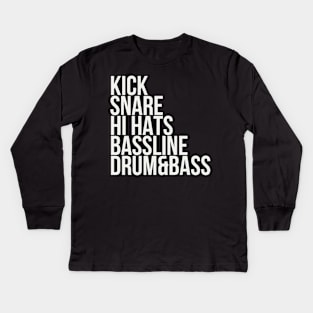 Kick+Snare+Hi Hats+Bassline=Drum&Bass Kids Long Sleeve T-Shirt